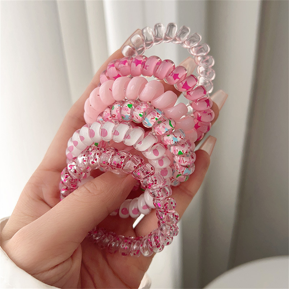 6pcs 달콤하고 귀여운 다채로운 나선형 헤어 타이 수 - Silicone Band Women 리뷰 및 가격