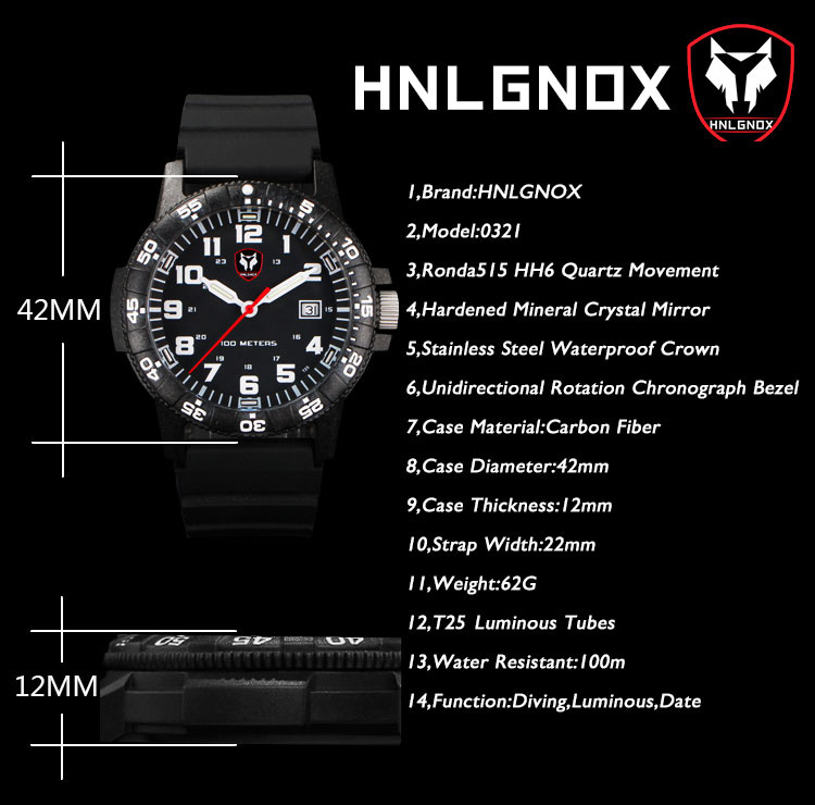 Hnlgnox 남성용 파일럿 스포츠 시계, 밀리터리 방 - Rubber Strap Diver 리뷰 및 가격