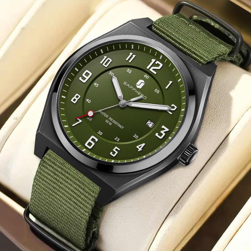 SAPPHERO 남성용 스포츠 쿼츠 시계 밀리터리 스타 - Tropic Strap Vintage 리뷰 및 가격